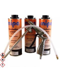 Mipa Unterbodenschutz 3 x Bitumen schwarz 1L + Pistole 
