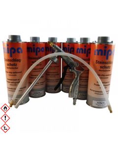 Mipa Steinschlagschutz/Unterbodenschutz 6x 1L hellgrau + Pistole 