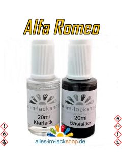 Lackstift ALFA ROMEO Autolack Tupflack Pinselflasche 20ml Set Farbcode 
