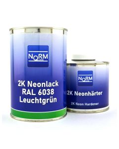 2K Neonlack RAL 6038 Leuchtgrün Glänzend Neonfarbe Tagesleuchtfarbe 1,5 Liter Set