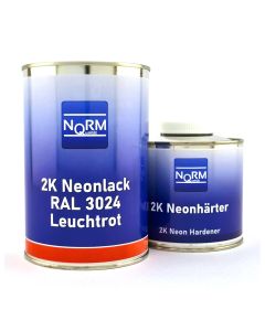 2K Neonlack RAL 3024 Leuchtrot Glänzend Neonfarbe Tagesleuchtfarbe 1,5 Liter Set