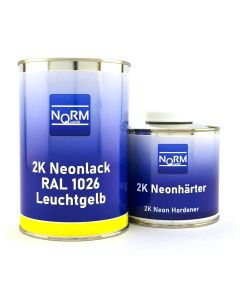 2K Neonlack RAL 1026 Leuchtgelb Glänzend Neonfarbe Tagesleuchtfarbe 1,5 Liter Set